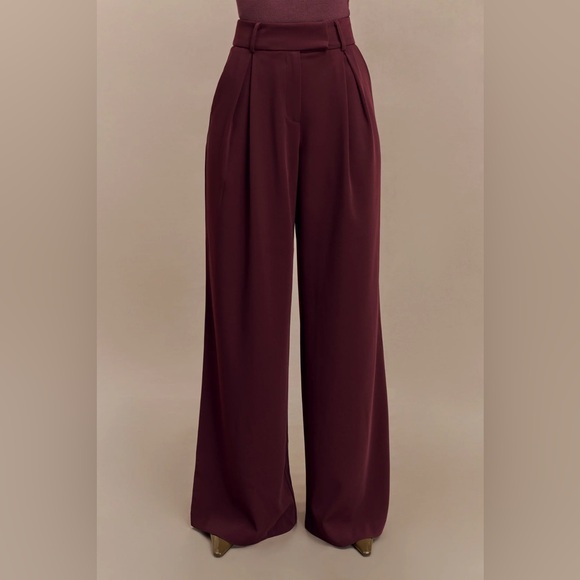 NWT Jacqueline Pleated Wide Leg Pants Mahogany - Picture 4 of 12